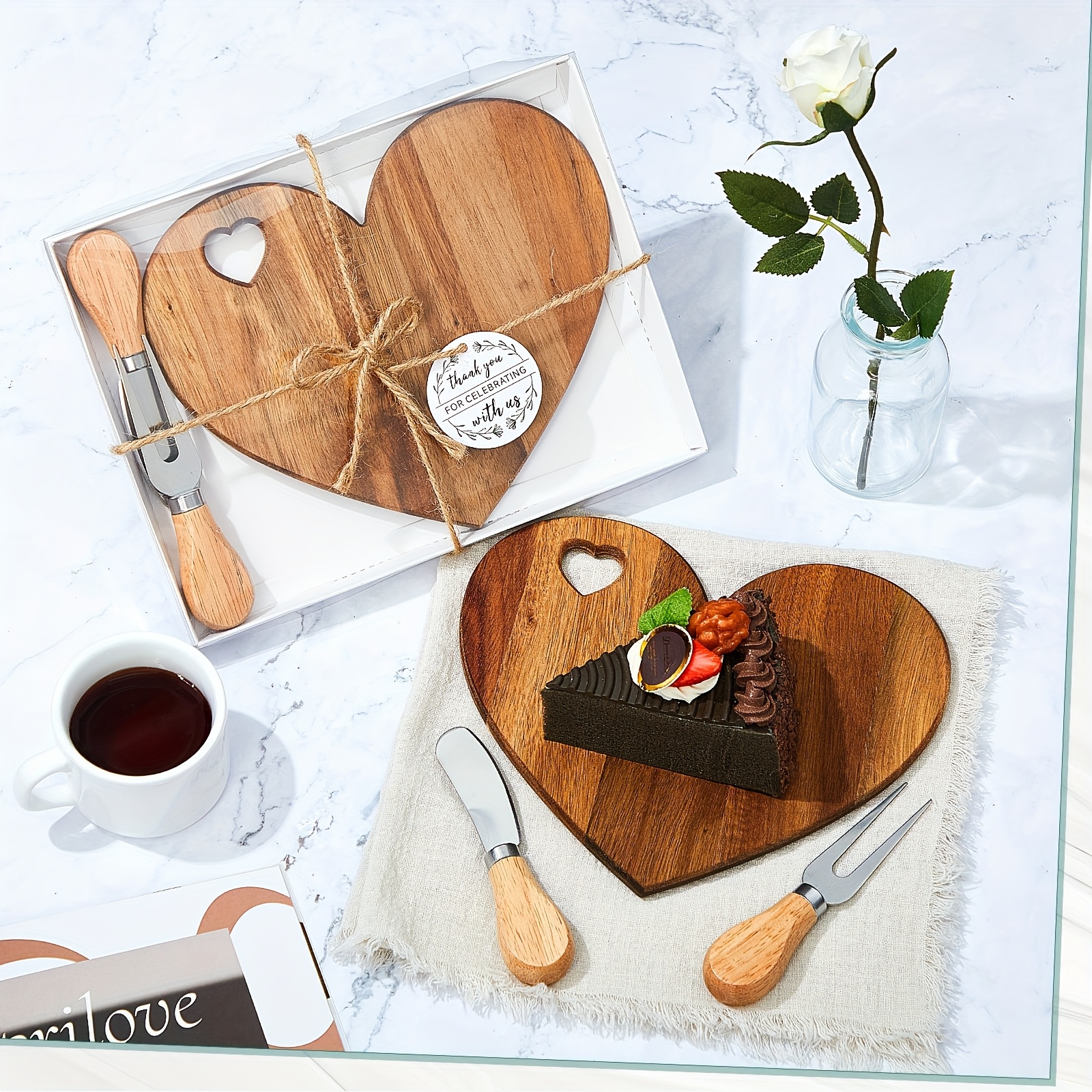 50 heart shaped cheese boards knives bridal shower favors - Temu