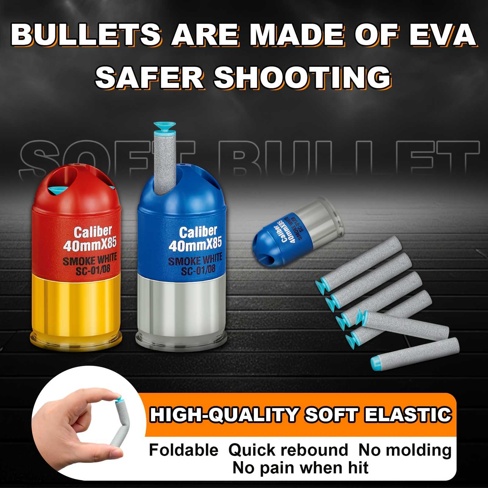 Shell-Ejecting Foam Blaster Gun Toy with 6x3 Soft Rounds & Grenade Launcher - Large Magazine, Non-Electric Design, Durable Outdoor Toy for Kids - Ideal Birthday Gift (Gray/Green/Yellow), Blaster Toy Gun, Action Play, Textured Grip, Sturdy Build, Fun Activity