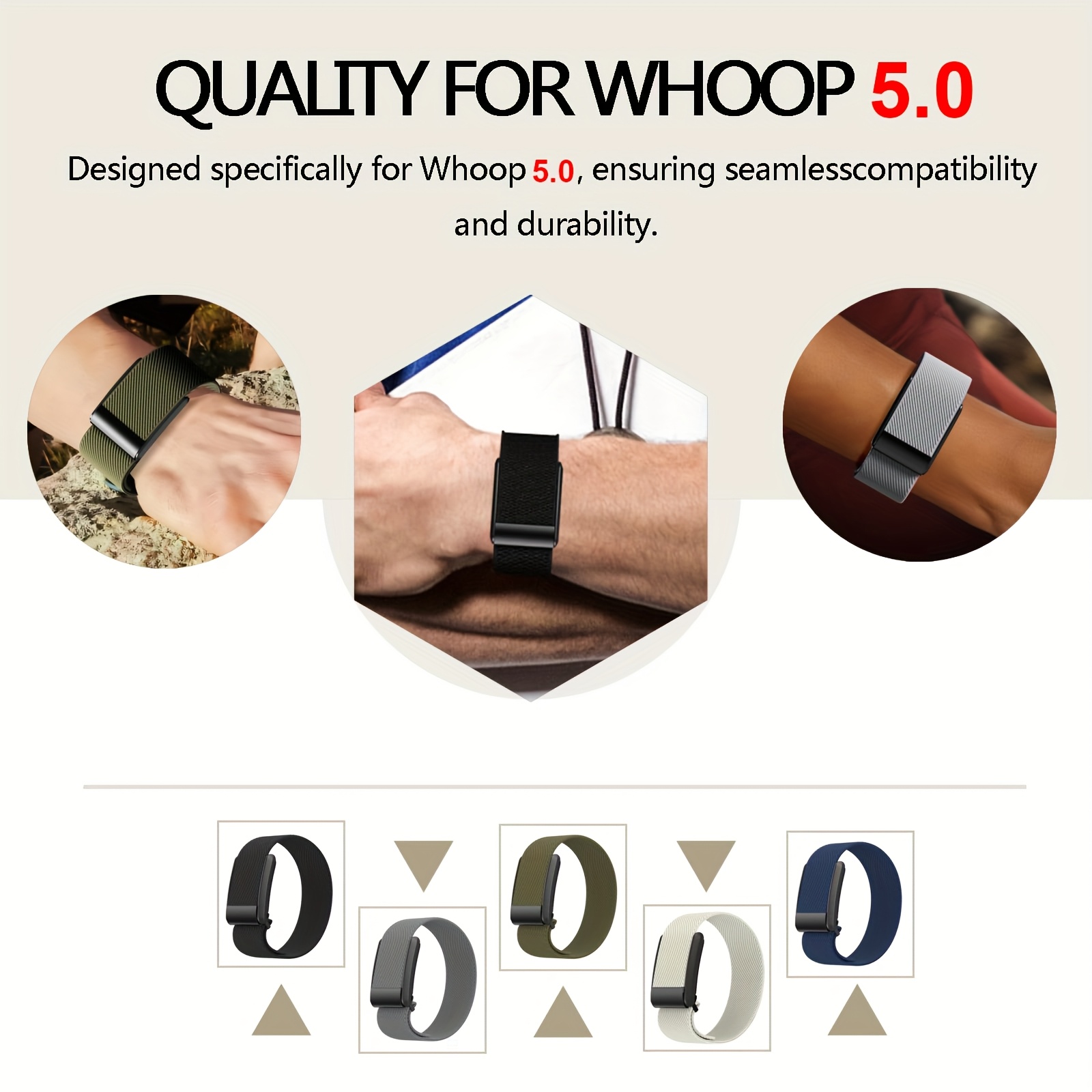 s de sport en nylon adaptés à Whoop 5.0, s de remplacement respirants pour hommes et femmes.