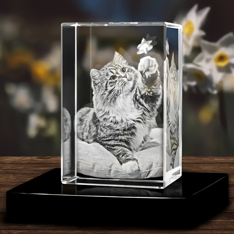 

Custom Engraved Pet Photo Crystal Keepsake - Personalized Glass Ornament For Home Decor, Perfect Memorial Gift