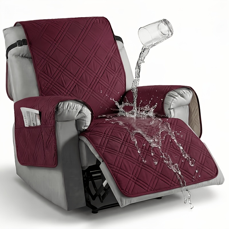 TEMU 1-pack 100% Lounge Chair Cover, With Pockets And Non-slip Design, Pet-scratch-resistant Sofa Cover, Washable Furniture Protector, , Suitable For
