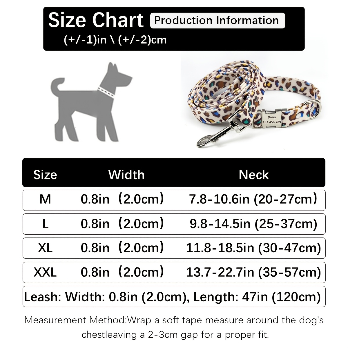 Customized Leopard Print Dog Collar and Leash Set
