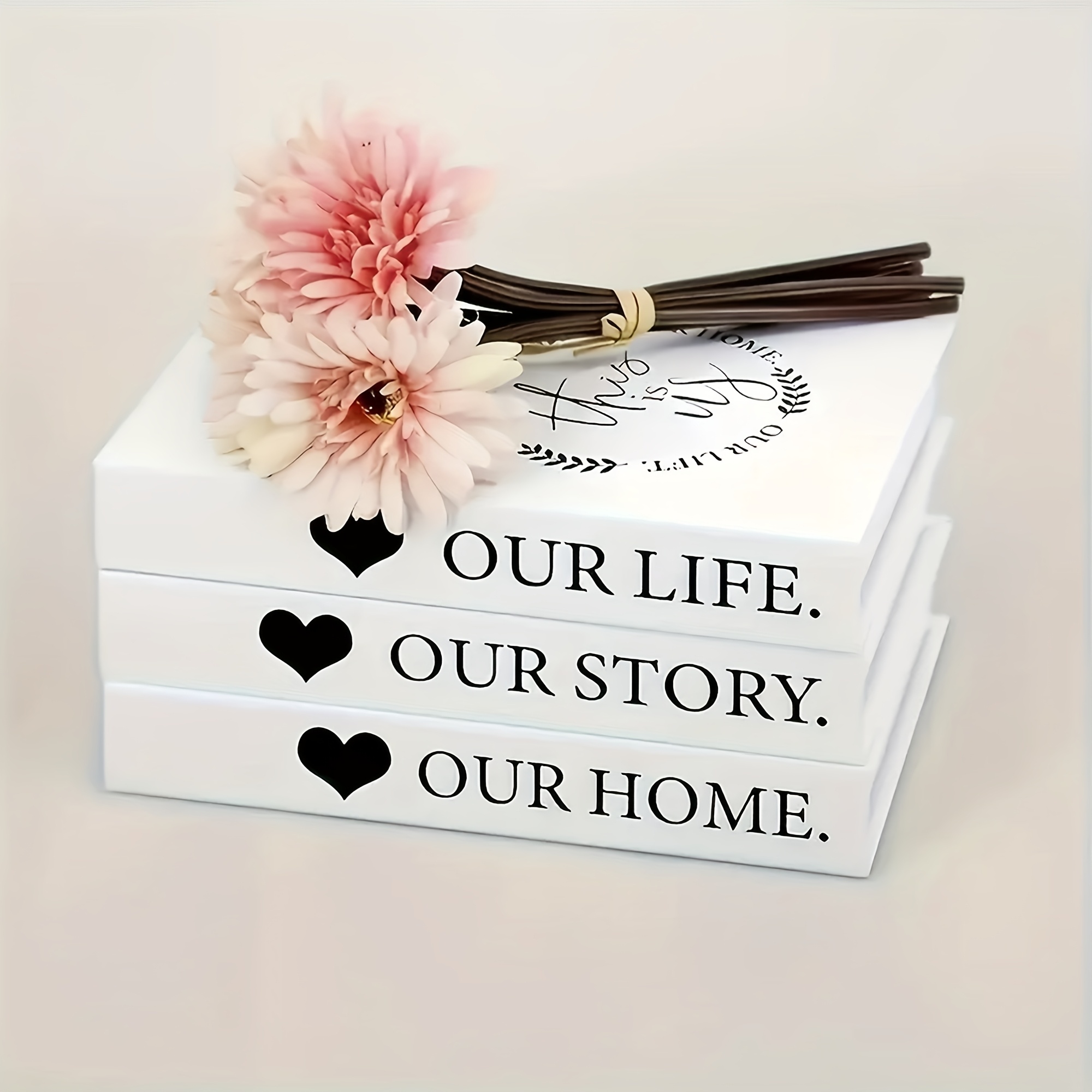 TEMU 3pcs Of Paper White Simple Decorative Books, Decoration Fake Books, Ornaments, Photo Props Books