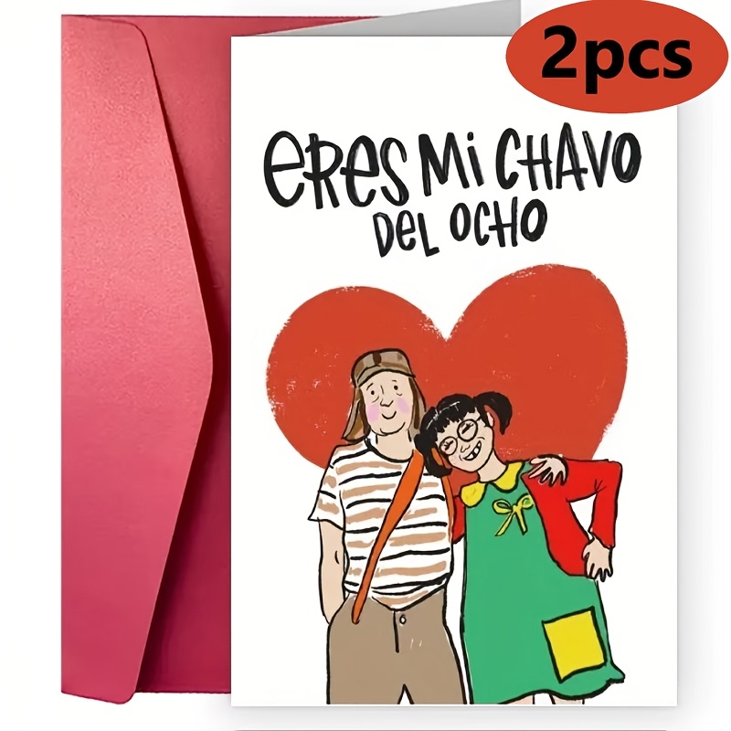 

2pcs " Mi Del " Spanish Love Greeting Cards, Perfect Gift For Romantic , With Envelopes For Valentine's Day, Anniversary, Birthday