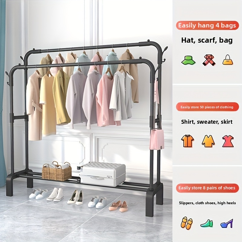 Clothes Storage Heals Clothes Rail Dual Opening Garment Rack Black