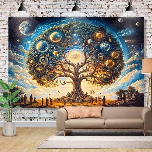 1pc tree of life tapestry wall hanging woven with trunk branches golden for birthdays weddings anniversaries room decor no electricity needed