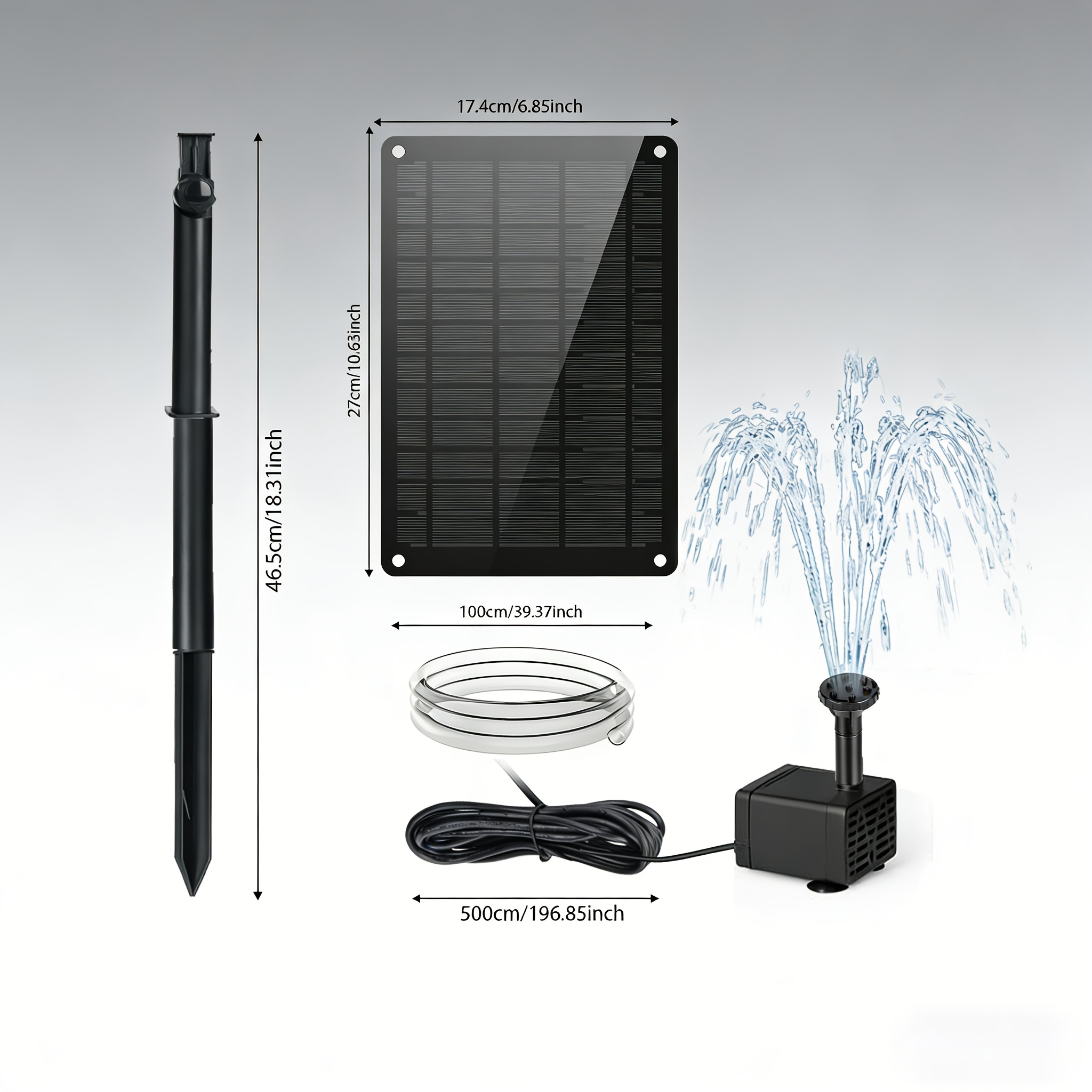 E-shop Solar-Brunnenpumpe mit 9W-Solarpanel, 6V-Tauchwasserpumpe mit 6 Düsen, schwimmender Außenbrunnen für Vogelbad, Garten, Teich, Hofdekoration