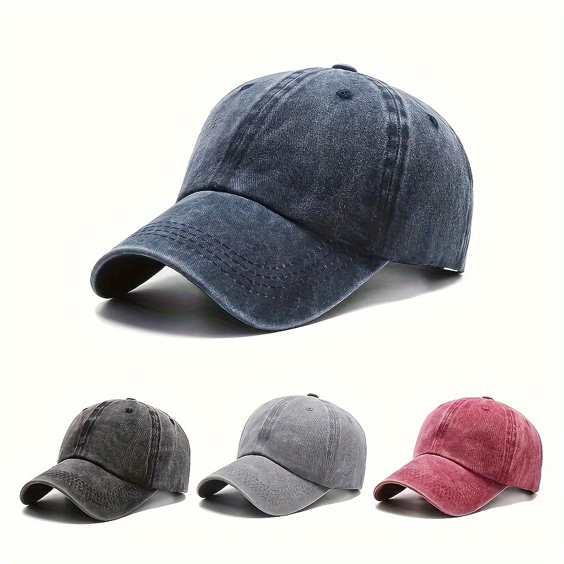 

Unisex Adjustable Baseball Caps, Lightweight Breathable Solid Color Cotton Hats, Casual Sports Caps With Curved Brim For Outdoor Activities