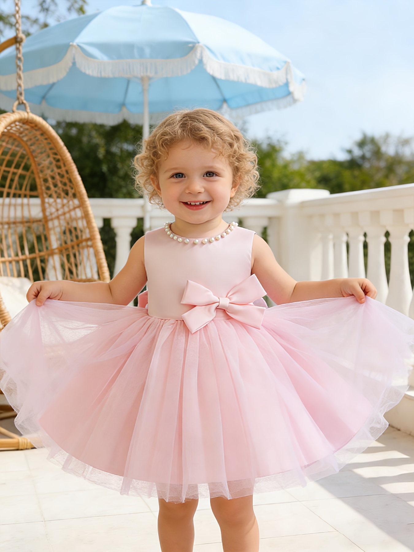 little girls beaded bow decorative gorgeous dress girls - Temu Mauritius