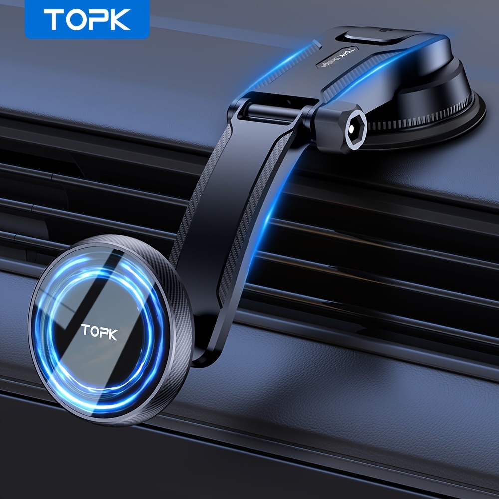 

Topk Magnetic Car Phone Mount For Magsafe, Upgraded Adjustable Horizontally And Vertically Single-hand Operation Magnetic Car Phone Holder For Iphone 15/14/13/12 Pro Max Plus