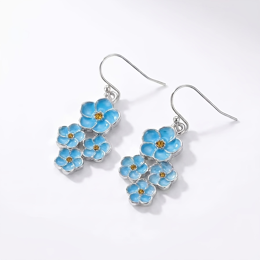 Image of 1 Pair Exquisite Vintage Elegant Drop Flower Earrings, Mother's Day And Valentine's Day Gift Daily Wear Floral Vacation Earrings