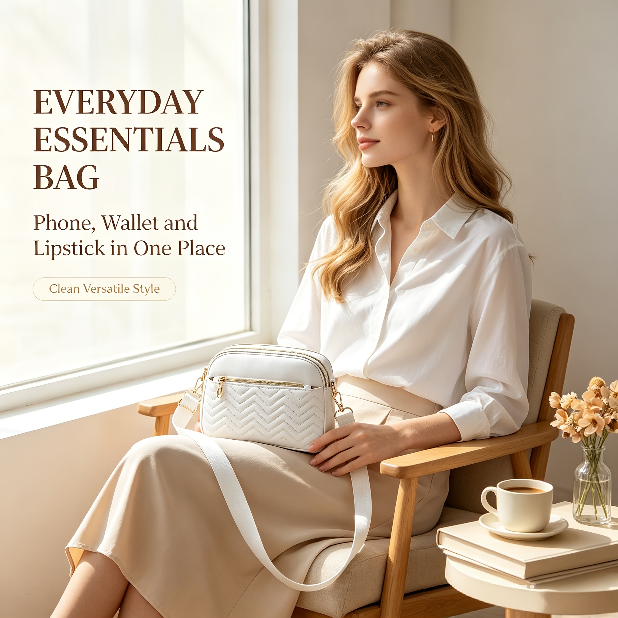 Women's Handbag 2026 New Bohemian Style Crossbody Bag, Multi-functional Large Capacity Shoulder Bag with Adjustable Wide Strap, Casual and Stylish Zippered Phone Pouch, Versatile Bag for Commuting, Travel, and Shopping, Square