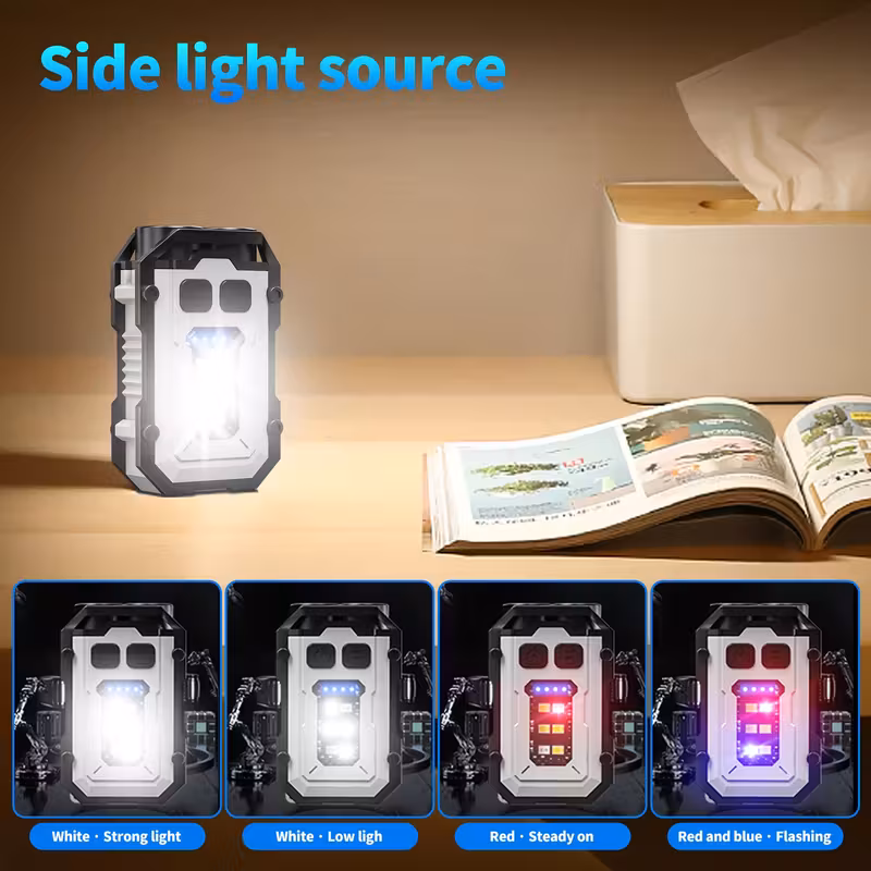 set of 4 clip on flashlights 2 black and 2 white rechargeable mini edc keychain light compact cob flashlight for activities running hiking camping walking usb c rechargeable warning for christmas gifts Product details 3