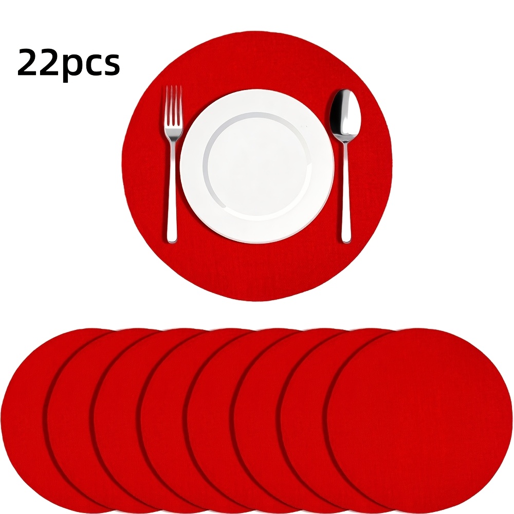 TEMU Round Placemats Suitable For Kitchen & Dining Table - Non-slip Heat-resistant Washable Table Mats With Jacquard Tablecloth, Hand Washable