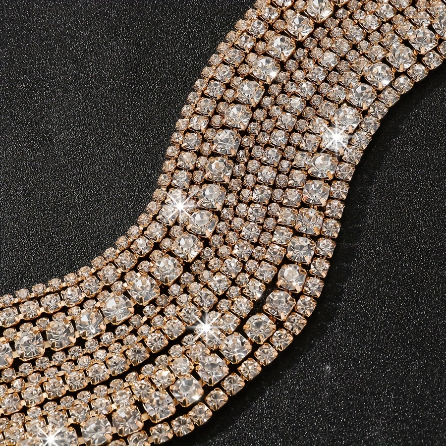 Layered Rhinestone Choker Necklace, Sparkling Embellished Design