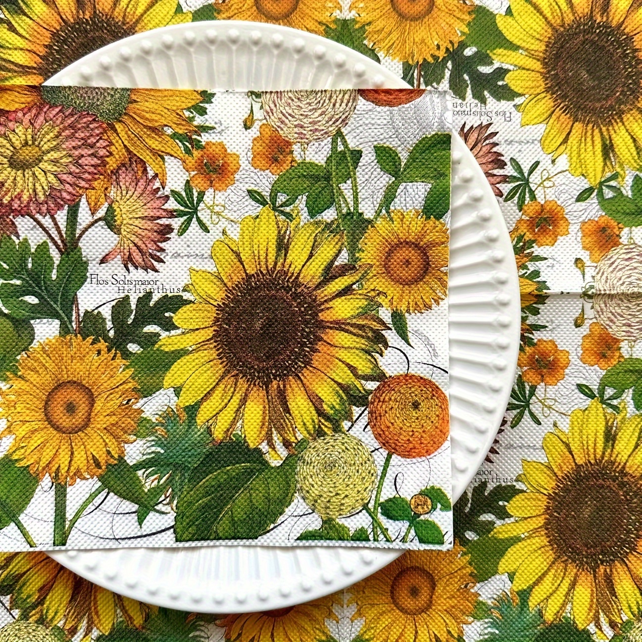 

20 Pack Sunflower Paper Napkins, 2-ply Disposable Tableware, 13-inch For Home, Kitchen, Tea Parties, Fall Harvest, Universal Holidays, Weddings & Crafting