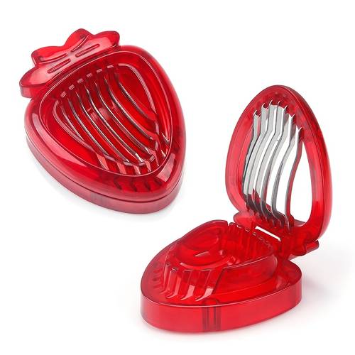 stainless steel strawberry slicer fruit divider strawberry huller fruit cutter melon and fruit cutter fruit and vegetable stem remover clip kitchen gadget slicing tool
