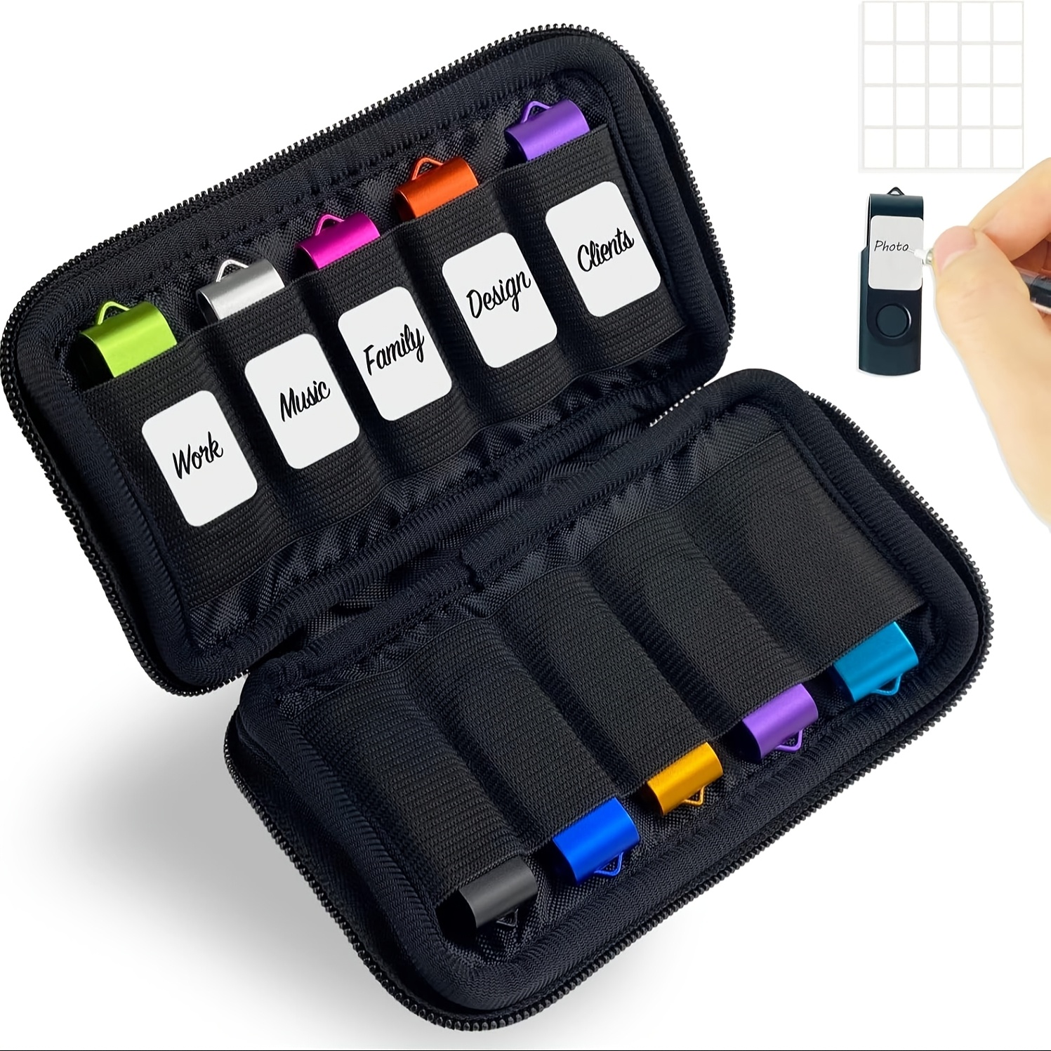 

[10pcs Usb Flash Drive Organizer ] Polyamide Usb Flash Drive Organizer 20 – Portable Electronics Accessories Bag For , - Carrying Labels For Office Supplies (10-)