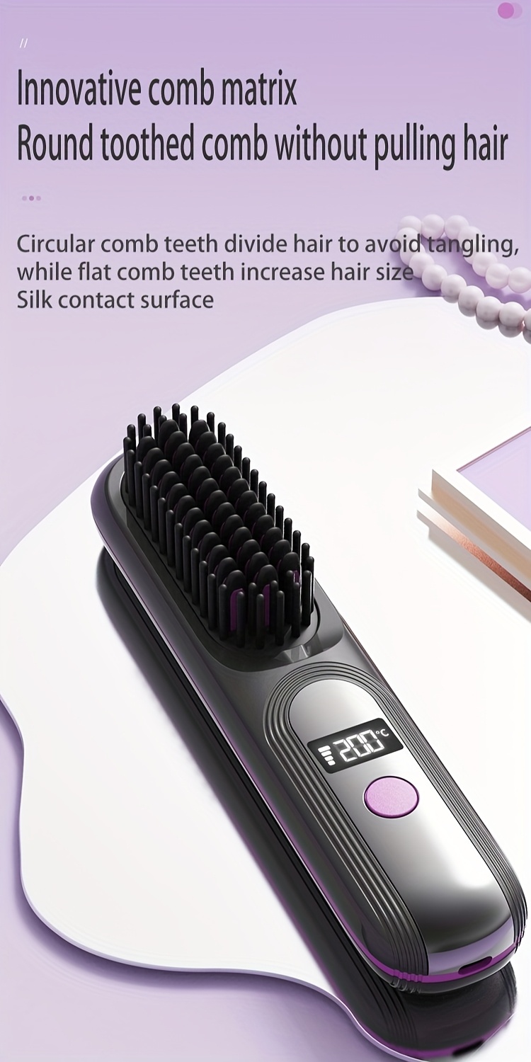 35w ceramic mini hair   comb with 4 temperature settings usb rechargeable led   use straight roll anti   cordless for   use ideal womens gift details 1