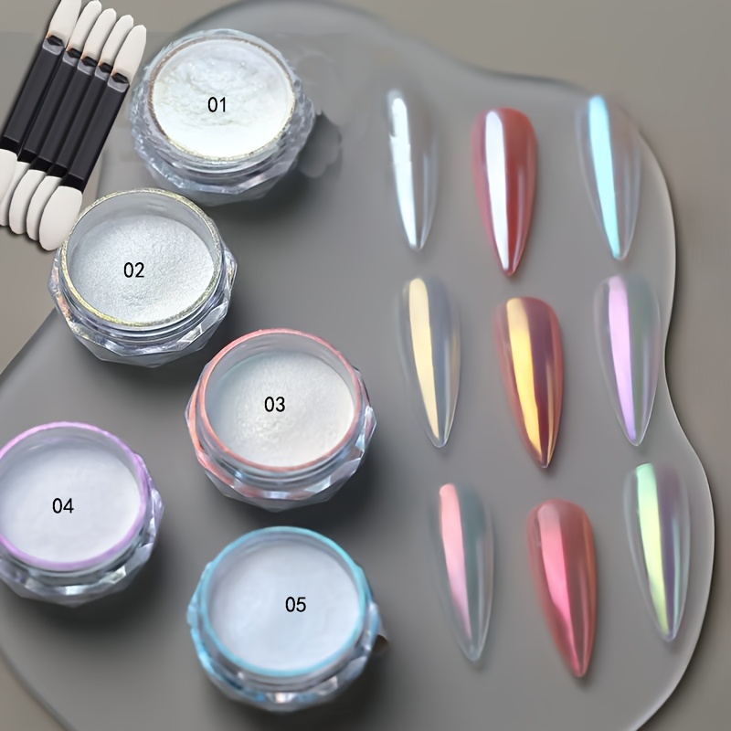 5colors Candy Rainbow Aurora Powder Aurora Chrome Powder Nail Art Chrome Super Nail Chrome Magic
