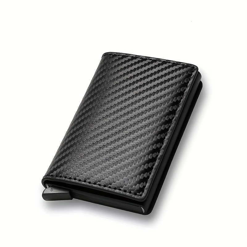 1pc Cartera de hombre ultrafina con bloqueo RFID, estilo empresarial de aleación de aluminio, titular de tarjeta, cuero de PU negro seguro, compacto y ligero, monedero multifuncional, con material de aleación de aluminio, estilo empresarial, para viajes, campamentos y uso diario