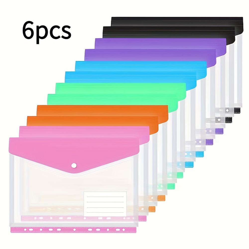 TEMU 12 Colori A4 Raccoglitore Buste di Plastica, per Raccoglitore, per Raccoglitore Espandibili a 11 , 6 Colori Stereoscopici Trasparenti Sacchetti