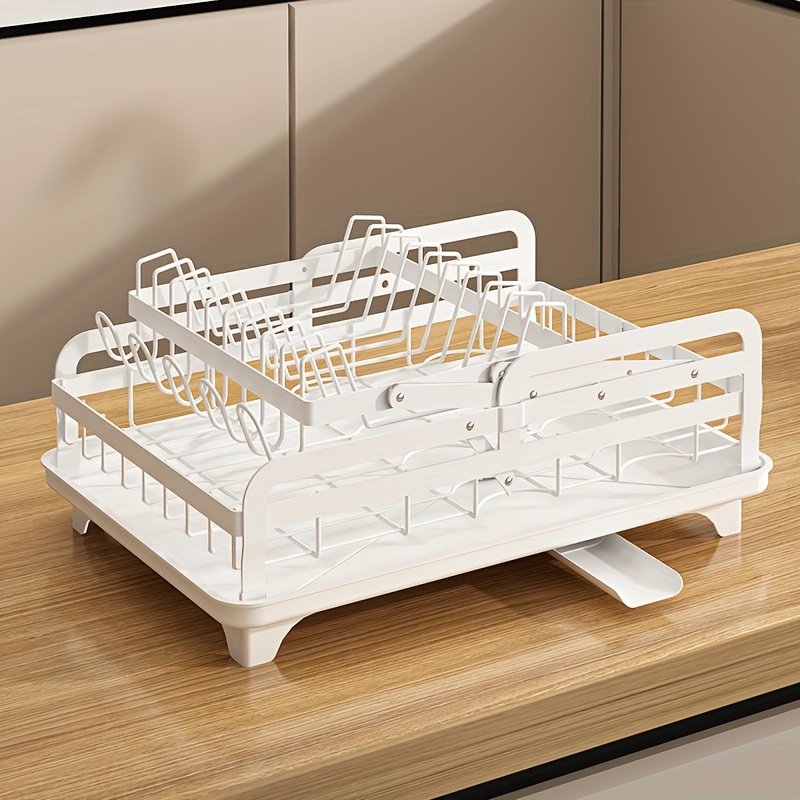 1  tier dish drying rack with   set large metal dish racks with drainage glass holder utensil holder and extra drying mat kitchen accessories for   dish drying and organization details 9