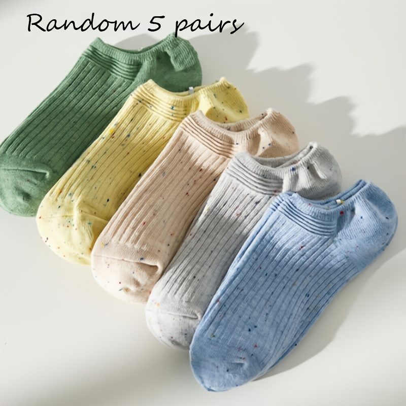 Random -pack Women's Minimalist Solid Sand Boat Socks - Qs - Women's Spring/autumn Minimalist Dot Sand Breathable Low-cut Boat Socks