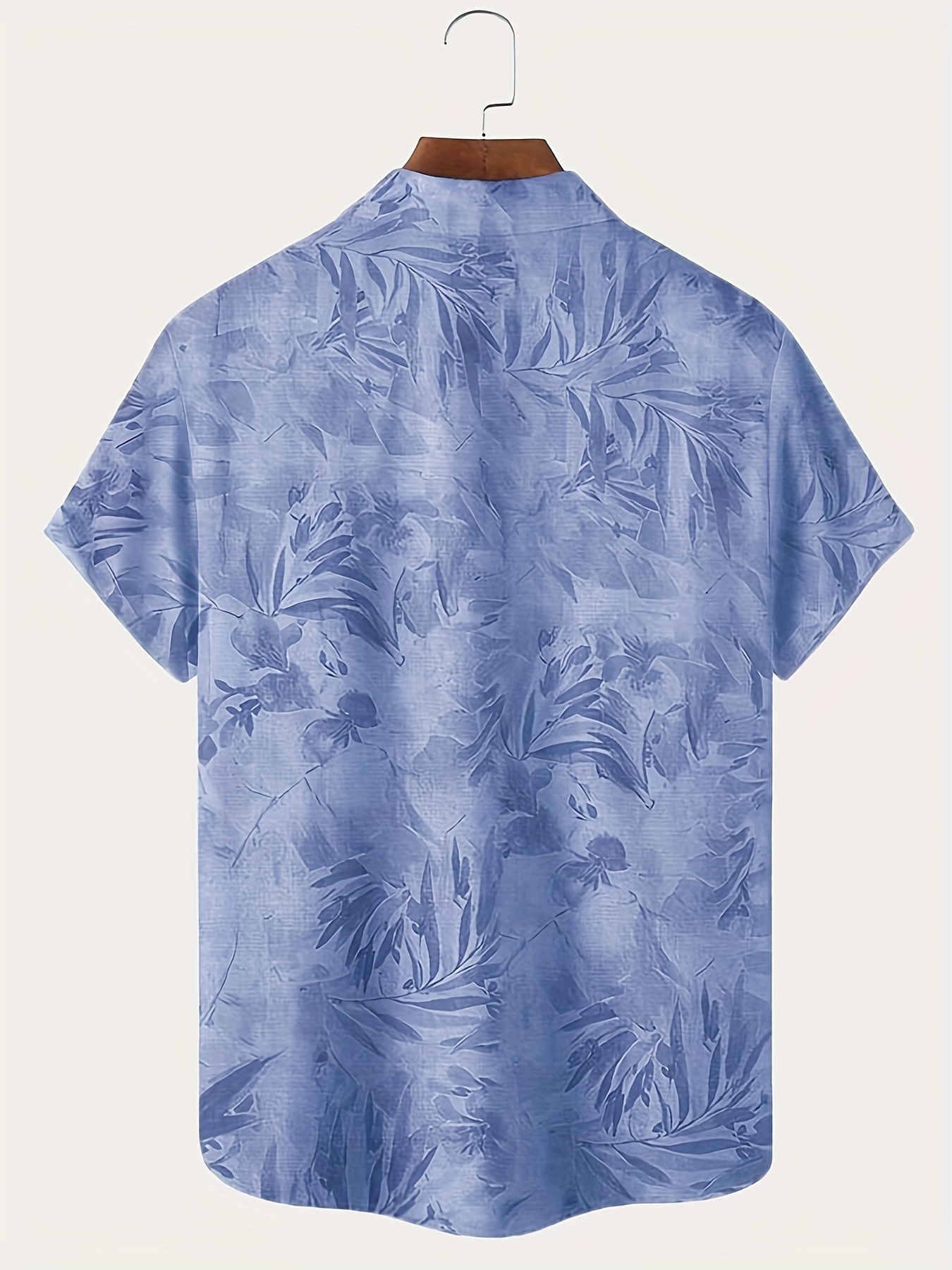 Hawaiian Floral Print Men's Plus Size Button-up Short Sleeve Shirt