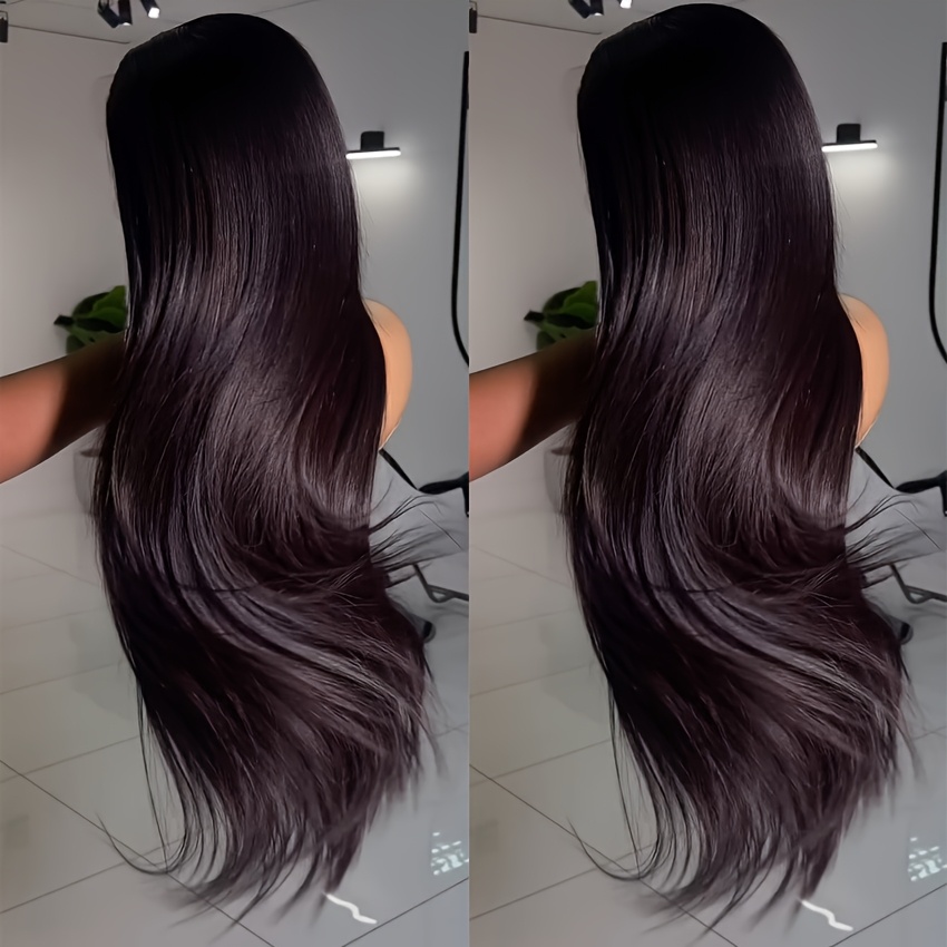 30&quot; Straight Human Hair Lace Front Wig - Pre-Plucked 200% Density, HD Transparent 13x6 Lace with Baby Hair, Glueless Design for Women, Elegant Style for All Ethnicities