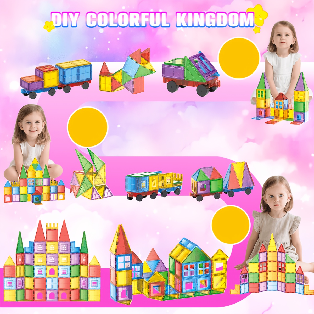 Random Color STEM Magnetic Stacking Building Tiles