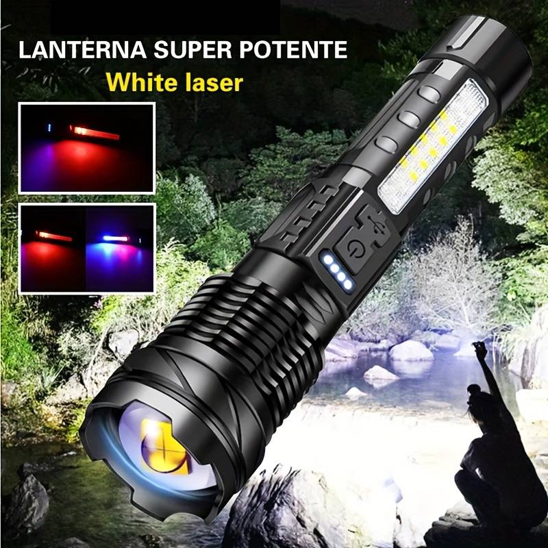 1 Peça De Luz De Inundação De Tocha Recarregável Super Poderosa, Para Acampamento Ao Ar Livre, Pesca, Caça, Escalada, Emergência De Aventura detalhes 1