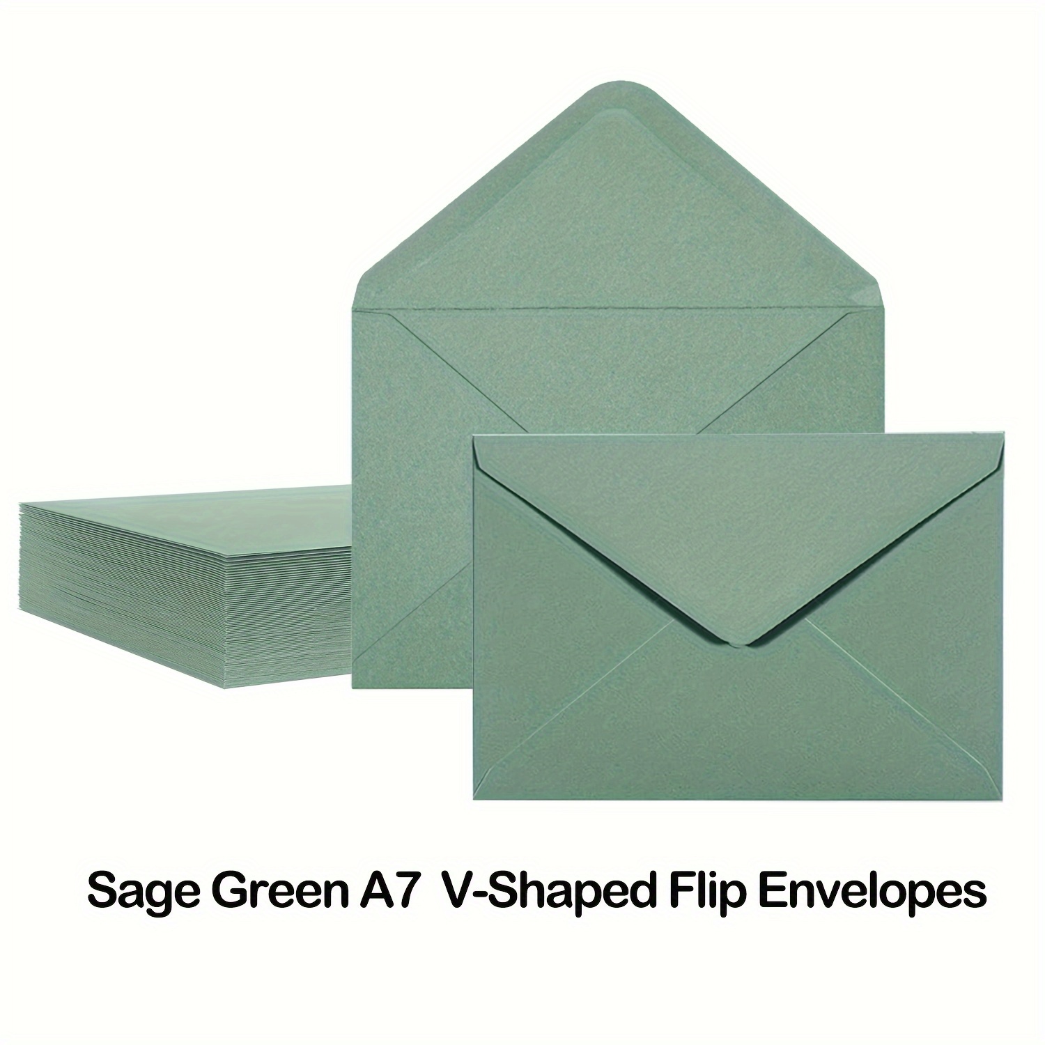 

50-piece Sage Green V-flap Envelopes 5x7" - Perfect For Greeting Cards, Gift Cards, Party Invitations, Mailing, Baptisms & Thank You Notes, Matte Finish, Adhesive Closure