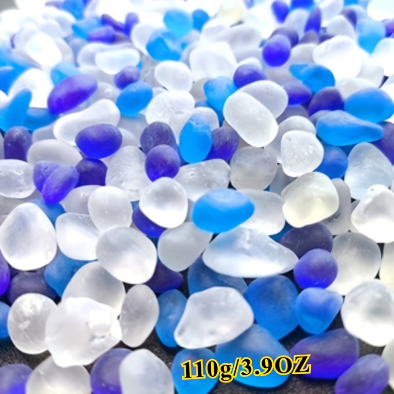 110g 210g deep   blue frosted sea glass tumble stone white light blue dark blue combination frosted texture sea glass   perfect handmade craft for aquarium decoration vase filler glass sand landscape design