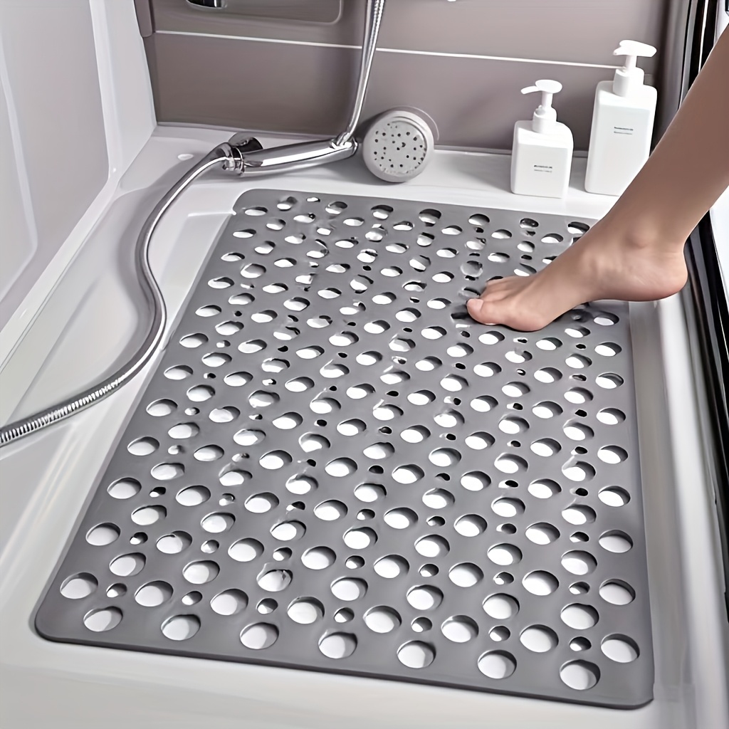 1 quick dry non slip shower mat with round hole design heavy duty anti slip bath mat fast draining and massage ring mat suitable for bathtub shower bathroom hotel bathroom easy to clean bathroom accessory non slip shower mat