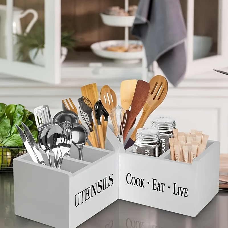 Kitchen Utensil Holder Tableware Storage Bucket, Spoon Chopsticks Fork Drain
