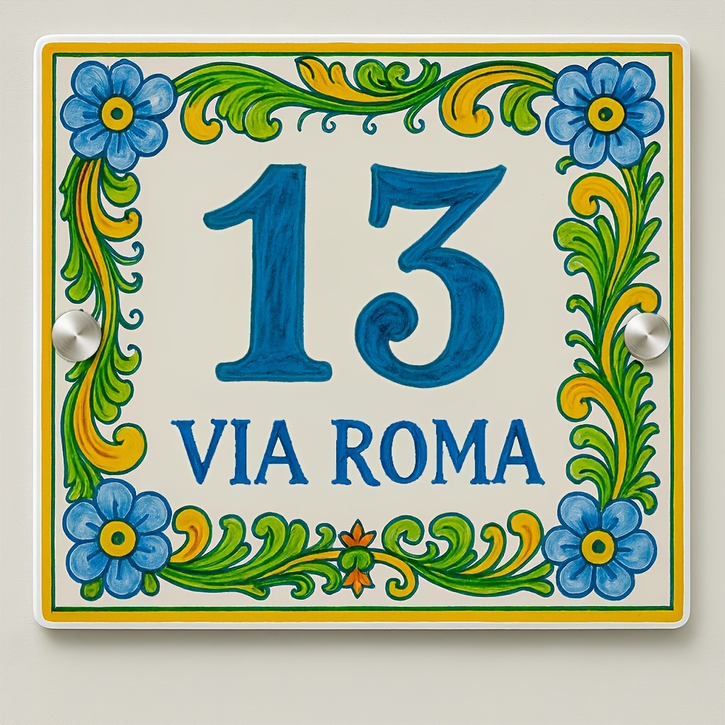 TEMU Targa Indirizzo Personalizzata Acrilica a Tema Fiori, Placca Indirizzo Unica, Targa Indirizzo Decorativa per Esterni