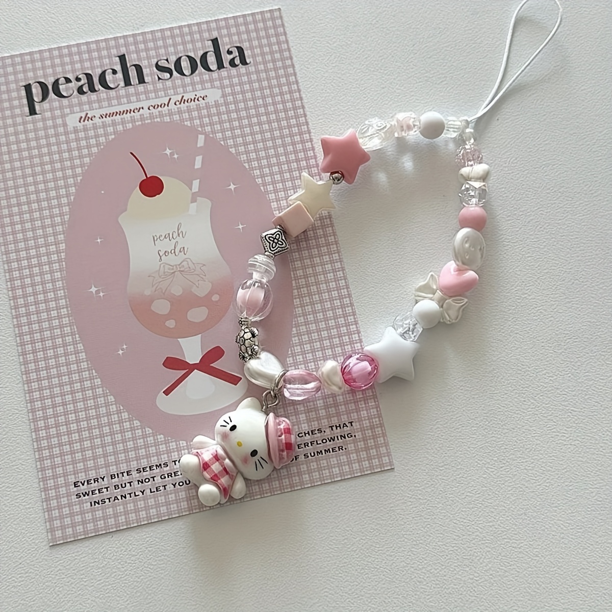 3d Hello Kitty Beaded Phone Charm With Lanyard And Wrist Strap, Gift For