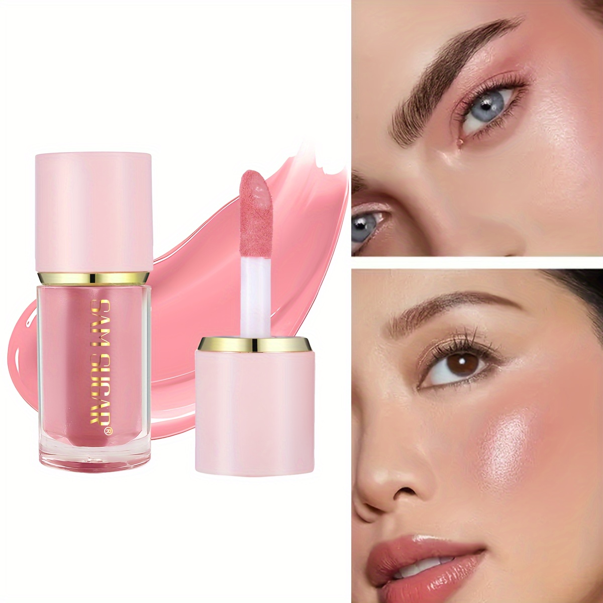 

4 Shades Liquid Blush Makeup, Cheek Color, Sweet Pink, Natural Finish, Lightweight, Non-greasy, Blends Effortlessly, Suitable For All Skin Tones