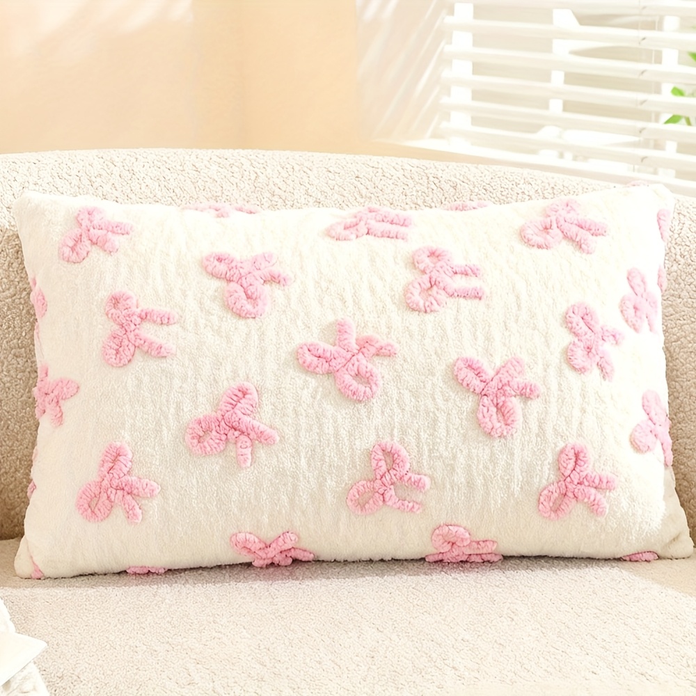 E-shop Schleifen-Jacquard-Kissenbezug ohne Kissen, niedlicher koreanischer Stil, Deko für Wohnzimmer, Sofa, Schlafzimmer