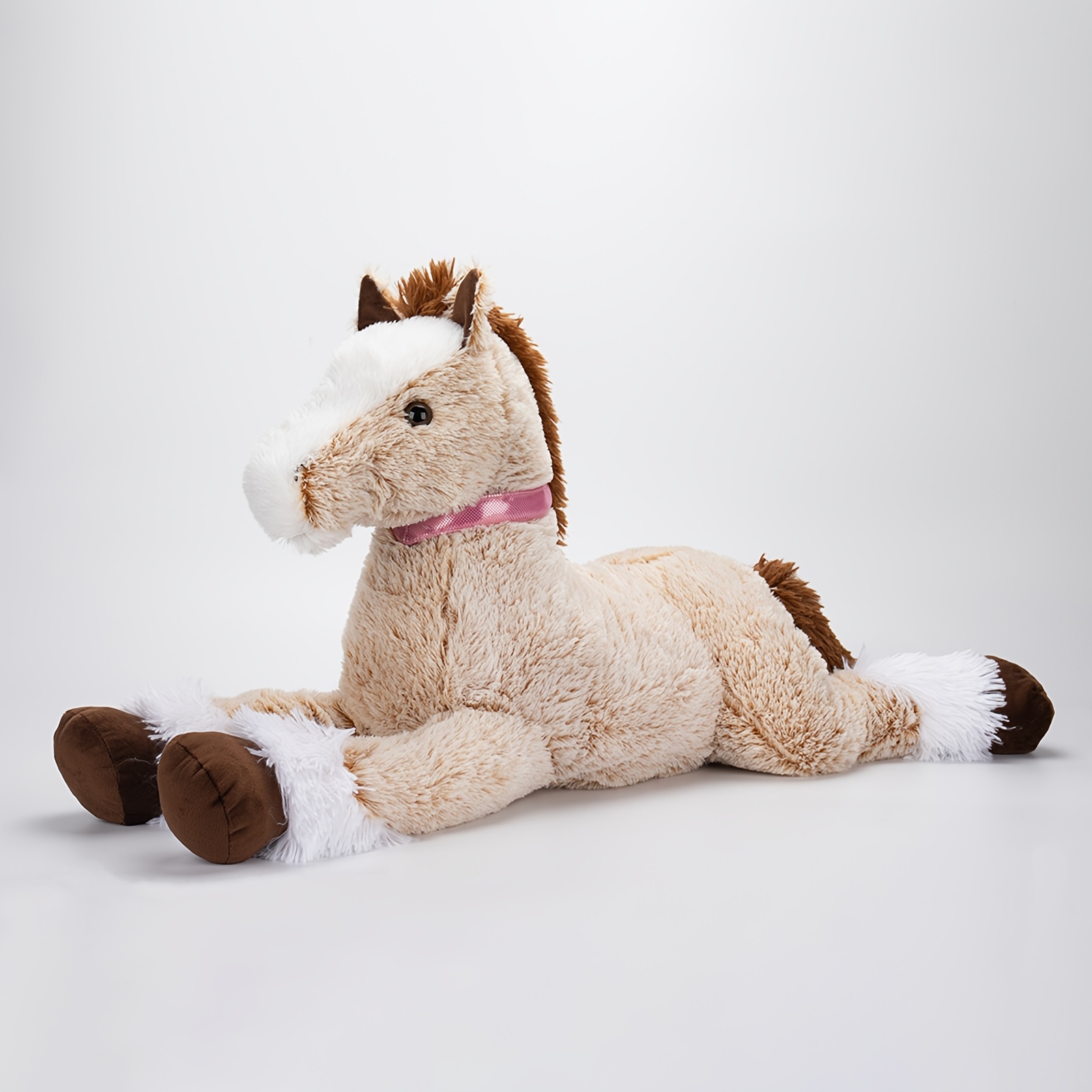 extra large horse plush toy soft beige brown Temu Kuwait
