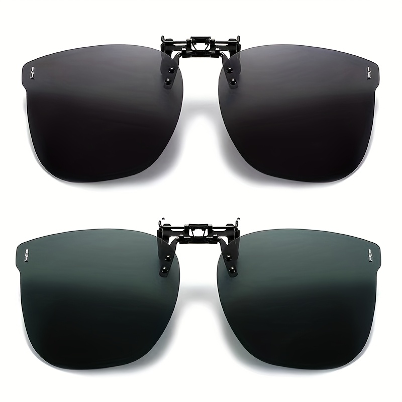 Image of 2pcs Clip-on Glasses Suitable For Driving, Polarized Fit Over Eyewear With Frame, Polarized Filter For Glare, For , For Normal Frames (132-138mm), Gift For Driving, Daily Wear, Photo Props