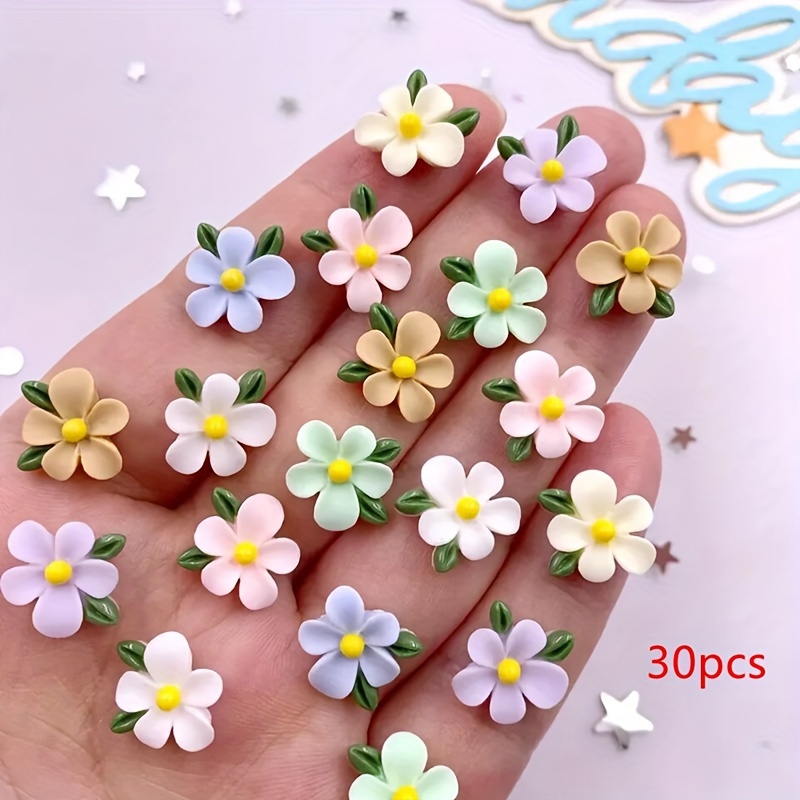 

de 30 Pièces de Fleurs et en Résine - Embellissements à Dos 3D Art, Scrapbooking, Décoration de DIY & Artisanat de