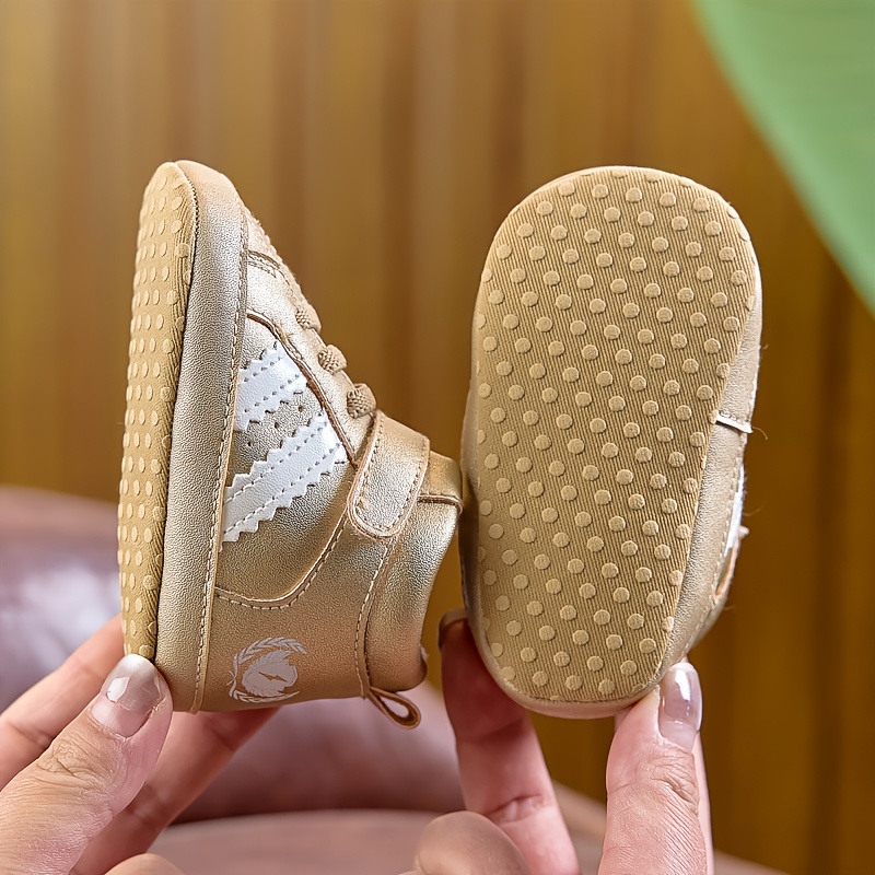 Infant Toddler Mid-Top Sneakers - Unisex Baby Sports and Casual Shoes with Adjustable Strap Closure, PU Upper, Soft Fabric Sole for Comfort, Anti-Slip for Spring/Fall - Solid Color Everyday Wear