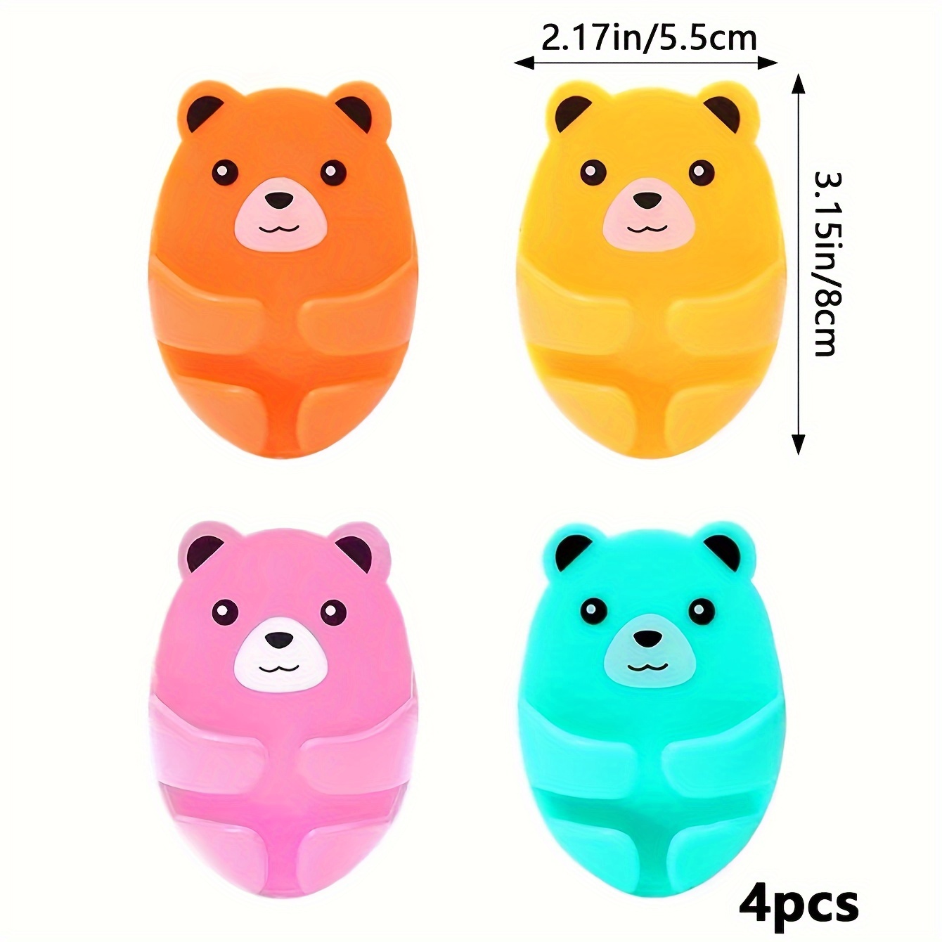 TEMU Support de rallonge d'ours de dessin animé [4 pièces], support de rallonge d'ours de dessin animé 4 pièces, organisateur de câbles adhésif fort,