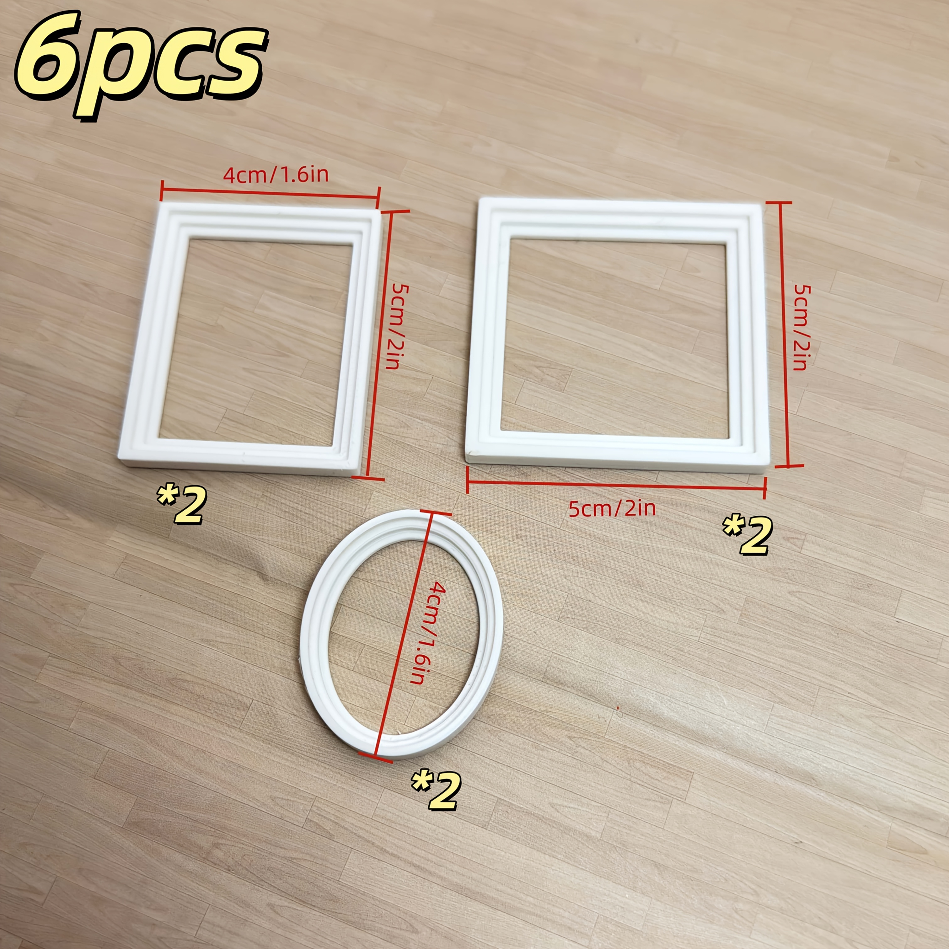 TEMU Juego de 6 marcos de fotos en miniatura para casa de muñecas, combinación cuadrada y redonda, adornos y colgantes para decoración de pared, mini