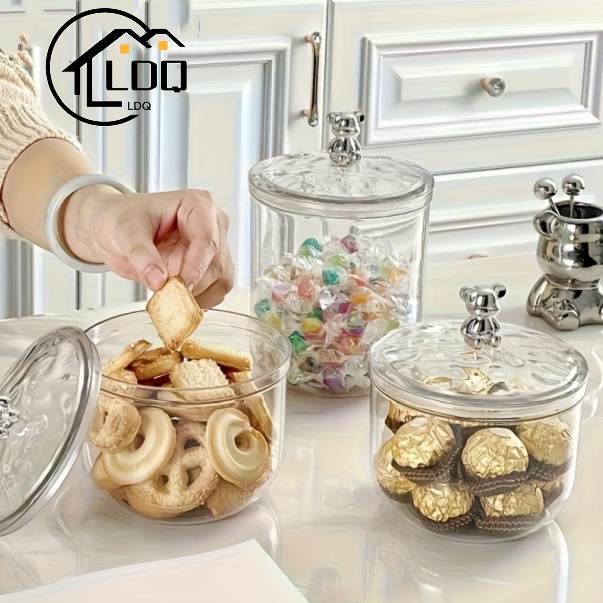 

[top-] Ldq Clear Plastic Jar - Moisture- Organizer For , & | Reusable Container Lid