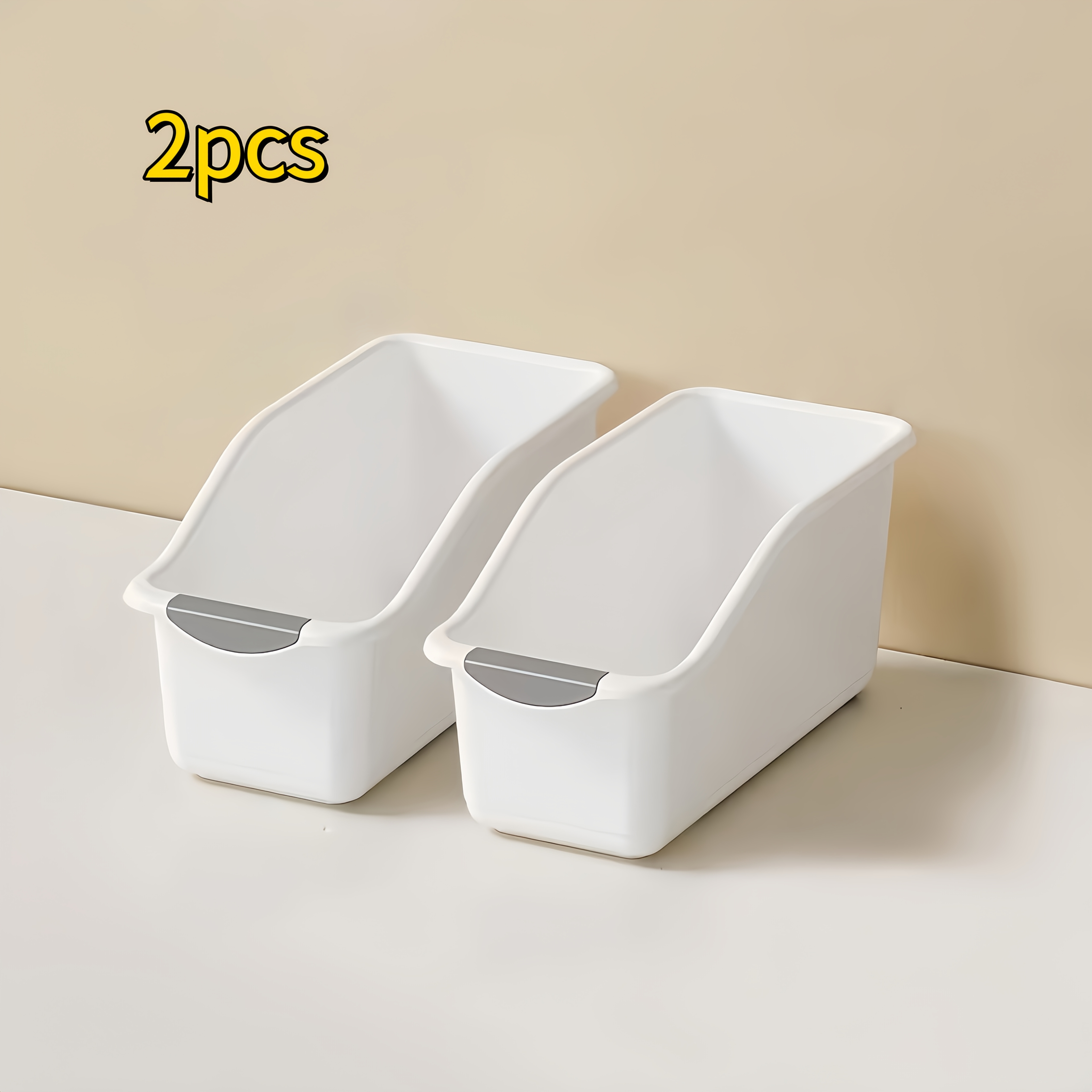 2pcs Cabinet Storage Bins Home Kitchen Organizer Snack Spice Basket Drawer-style Plastic Clutter Classification Tidy Basket