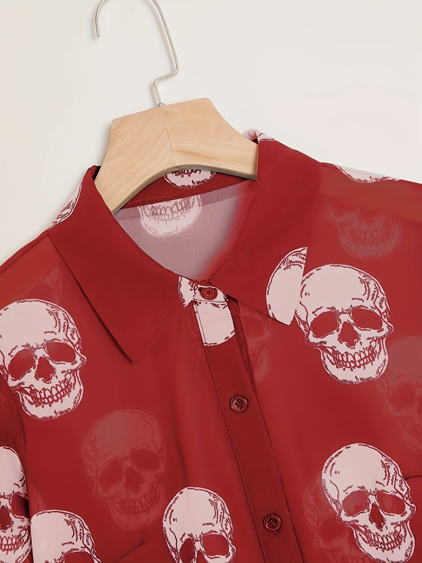 kvinners elegante halloween tema bluse med hodeskalle - Temu Norway, image size:800x1067