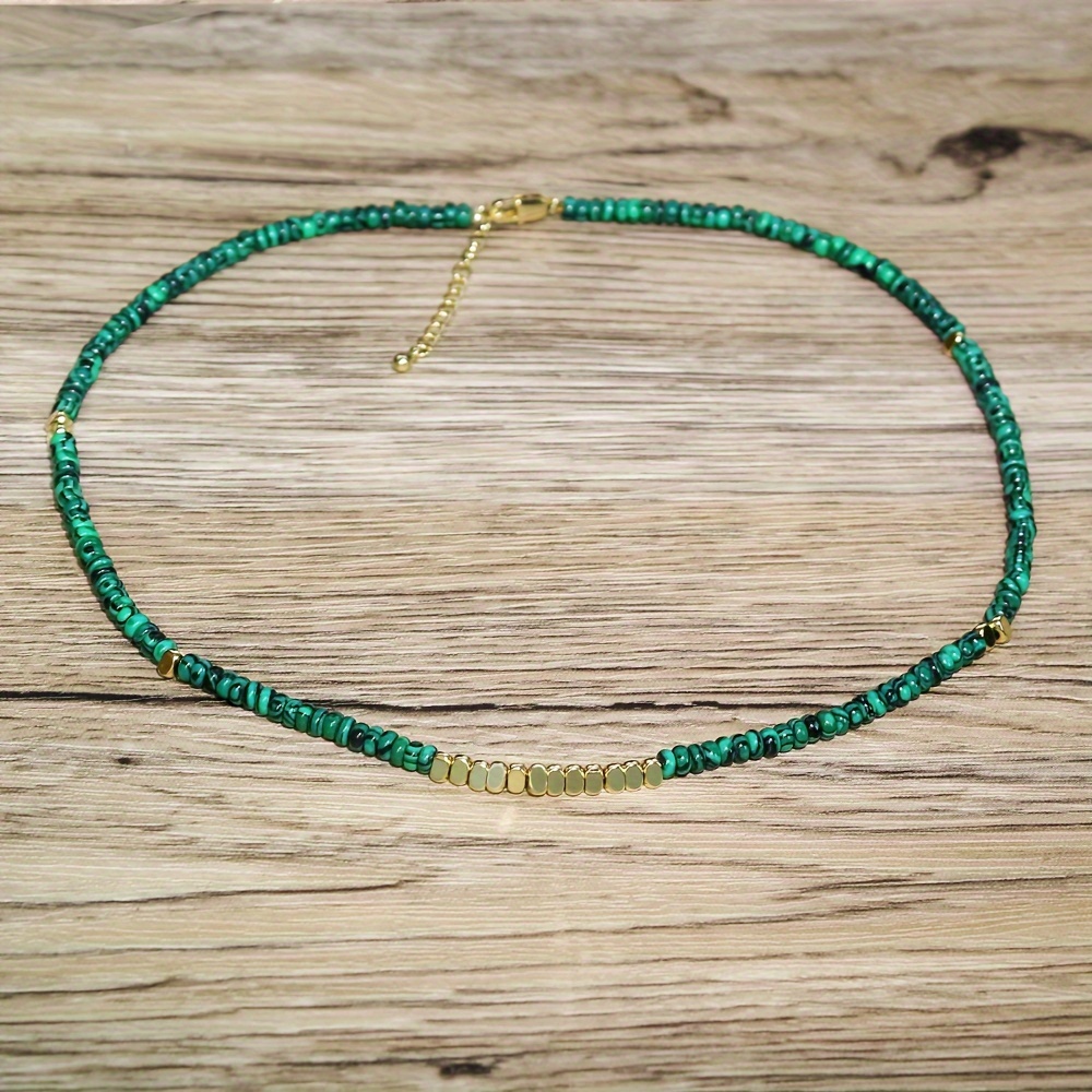Boho Malachite Necklace with Natural Stone Beads